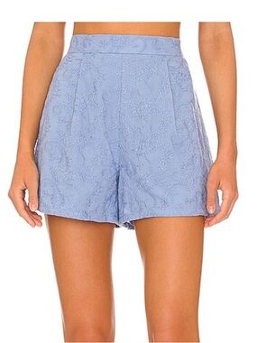 MINKPINK Light Blue Cotton Embroidered Geneva Shorts Size Large